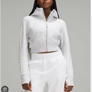 NWT LULULEMON SCUBA FULL-ZIP CROPPED Spray Leopard WP Grey Multi SIZE 6